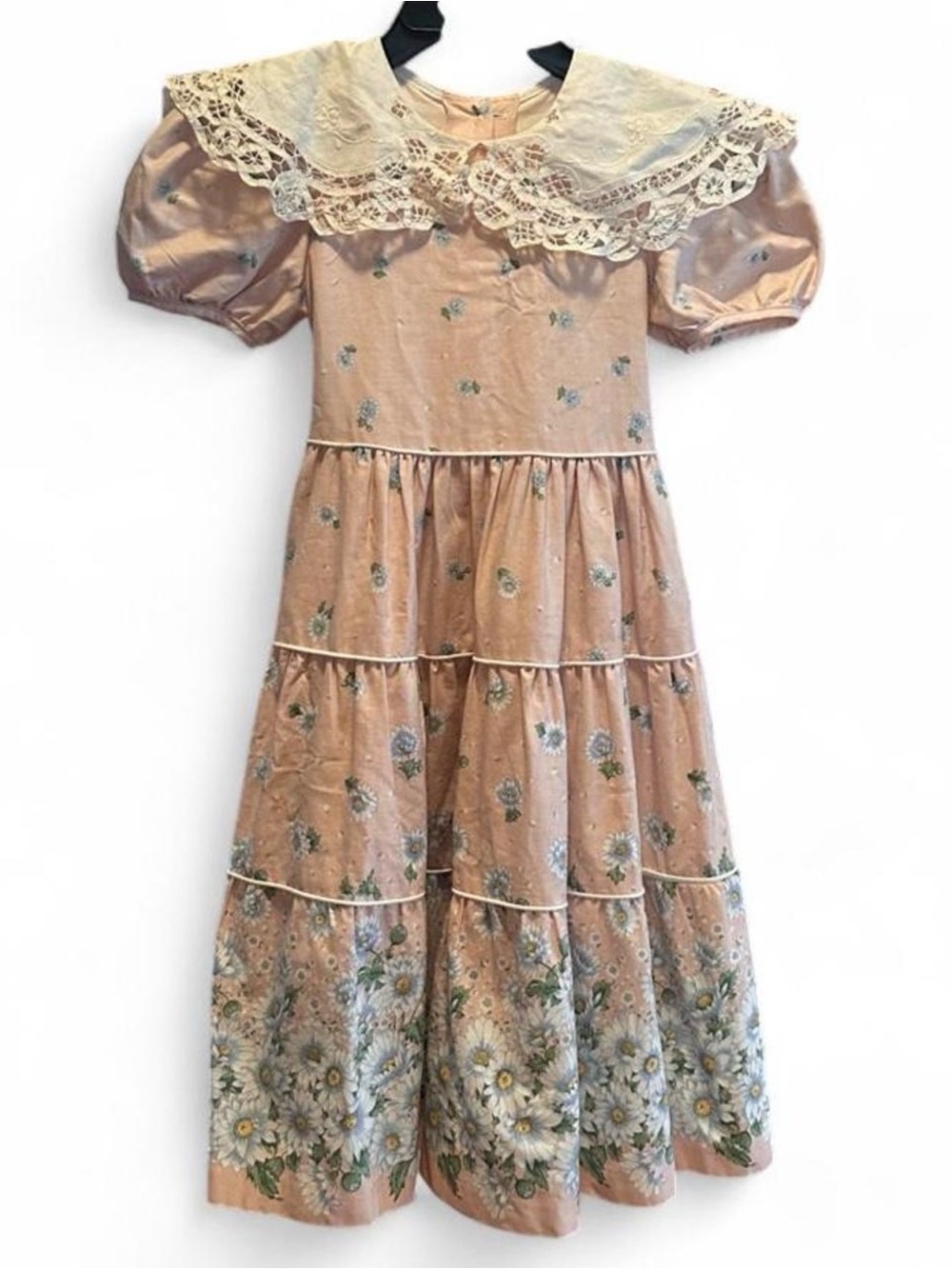 Vintage Storybook Heirlooms Girls 6 Pink Prairie Dress Lace Collar Cottagecore - Picture 1 of 8